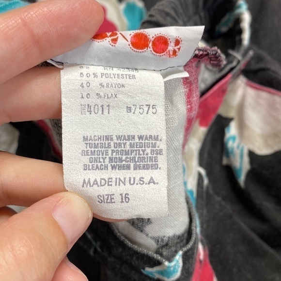 Vintage Cos Cob Retro 80s Abstract Floral Black Maxi Skirt Size 16 Waist 33"-35" - Picture 4 of 7